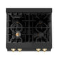 ZLINE Autograph Edition 30 Inch Porcelain Rangetop with 4 Gas Burners in Black Stainless Steel and Gold Accents, RTBZ-30-G