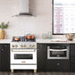 ZLINE Autograph 30" 4.0 cu. ft. Legacy Dual Fuel Range with 4 Burner Gas Cooktop and Electric Convection Oven in Satin Stainless Steel with White Matte Door and Polished Gold Accents, RASZ-WM-30-G