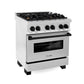 ZLINE Autograph 30" 4.0 cu. ft. Legacy Dual Fuel Range with 4 Burner Gas Cooktop and Electric Convection Oven in Satin Stainless Steel and Matte Black Accents, RASZ-SN-30-MB