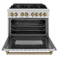 ZLINE Kitchen and Bath Autograph Package - 36 In. Dual Fuel Range, Range Hood in Stainless Steel with Champagne Bronze Accents, 2AKP-RARH36-CB