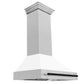 ZLINE Autograph 36" Satin Stainless Steel Wall Mount Range Hood with White Matte Shell and Matte Black Handle, 8654SNZ-WM36-MB