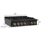 ZLINE Autograph Edition 36 Inch Gas Rangetop in Black Stainless Steel and Champagne Bronze Accents, RTBZ-36-CB