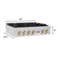 ZLINE Autograph 36" Legacy Gas Rangetop with 6 Burners and Porcelain Cooktop in Satin Stainless Steel with Polished Gold Accents, RTSZ-36-G