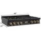ZLINE Autograph Edition 48 In. Porcelain Rangetop with 7 Gas Burners in Black Stainless Steel and Champagne Bronze Accents, RTBZ-48-CB