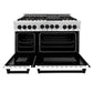 ZLINE Autograph Package - 48" Dual Fuel Range, Range Hood, Refrigerator with Water and Ice Dispenser, Dishwasher with Matte Black Accents
