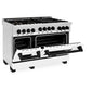 ZLINE Autograph Package - 48" Dual Fuel Range, Range Hood, Refrigerator with Water and Ice Dispenser, Dishwasher with Matte Black Accents