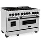 ZLINE Autograph Package - 48" Dual Fuel Range, Range Hood, Dishwasher, Refrigerator with Water & Ice Dispenser in Matte Black