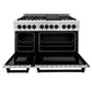 ZLINE Autograph Package - 48" Dual Fuel Range, Range Hood, Dishwasher, Refrigerator with Water & Ice Dispenser in Matte Black