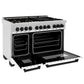 ZLINE Autograph Package - 48" Dual Fuel Range, Range Hood, Dishwasher in Satin Stainless Steel, Matte Black Accents