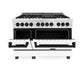 ZLINE Autograph Package - 48" Dual Fuel Range, Range Hood, Dishwasher in Satin Stainless Steel, Matte Black Accents