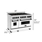 ZLINE Autograph Package - 48 In. Dual Fuel Range, Range Hood, Dishwasher in White Matte with Matte Black Accents, 3AKP-RAWMRHDWM48-MB