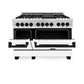 ZLINE Autograph Package - 48 In. Dual Fuel Range, Range Hood, Dishwasher in White Matte with Matte Black Accents, 3AKP-RAWMRHDWM48-MB