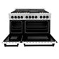 ZLINE Autograph Package - 48 In. Dual Fuel Range and Range Hood with White Matte Door and Matte Black Accents, 2AKP-RAWMRH48-MB