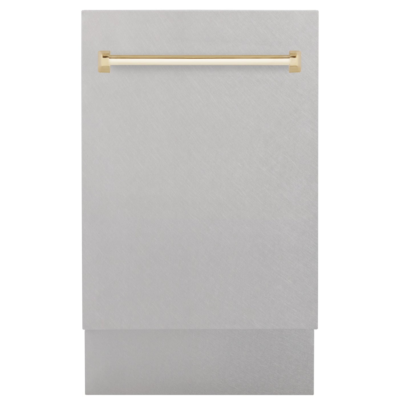 ZLINE Autograph 18" Tallac Series 3rd Rack Top Control Built-In Dishwasher with Satin Stainless Steel Panel and Polished Gold Handle, 51dBa, DWVZ-SN-18-G
