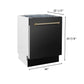 ZLINE Autograph Package - 30" Dual Fuel Range, Range Hood, Refrigerator, Dishwasher in Black Stainless with Bronze Accents