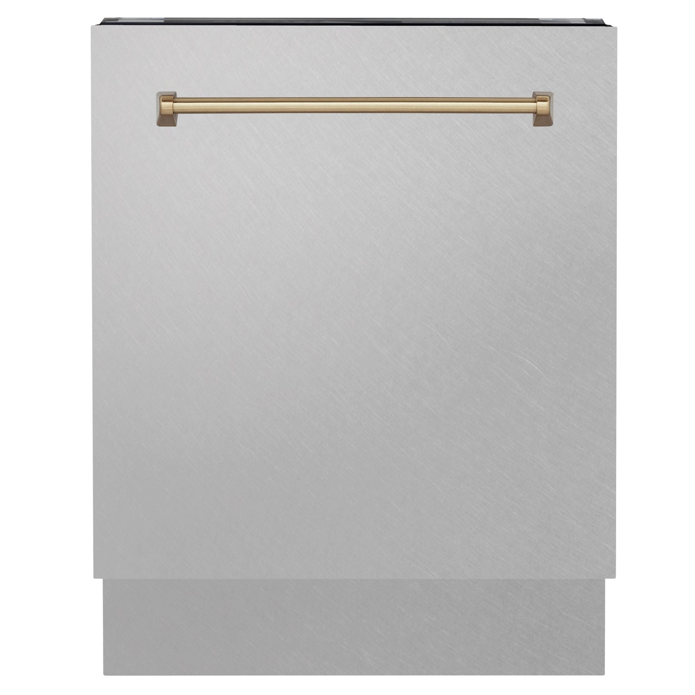 ZLINE Autograph 24" Tallac Series 3rd Rack Top Control Built-In Tall Tub Dishwasher with Satin Stainless Steel Panel and Champagne Bronze Handle, 51dBa, DWVZ-SN-24-CB