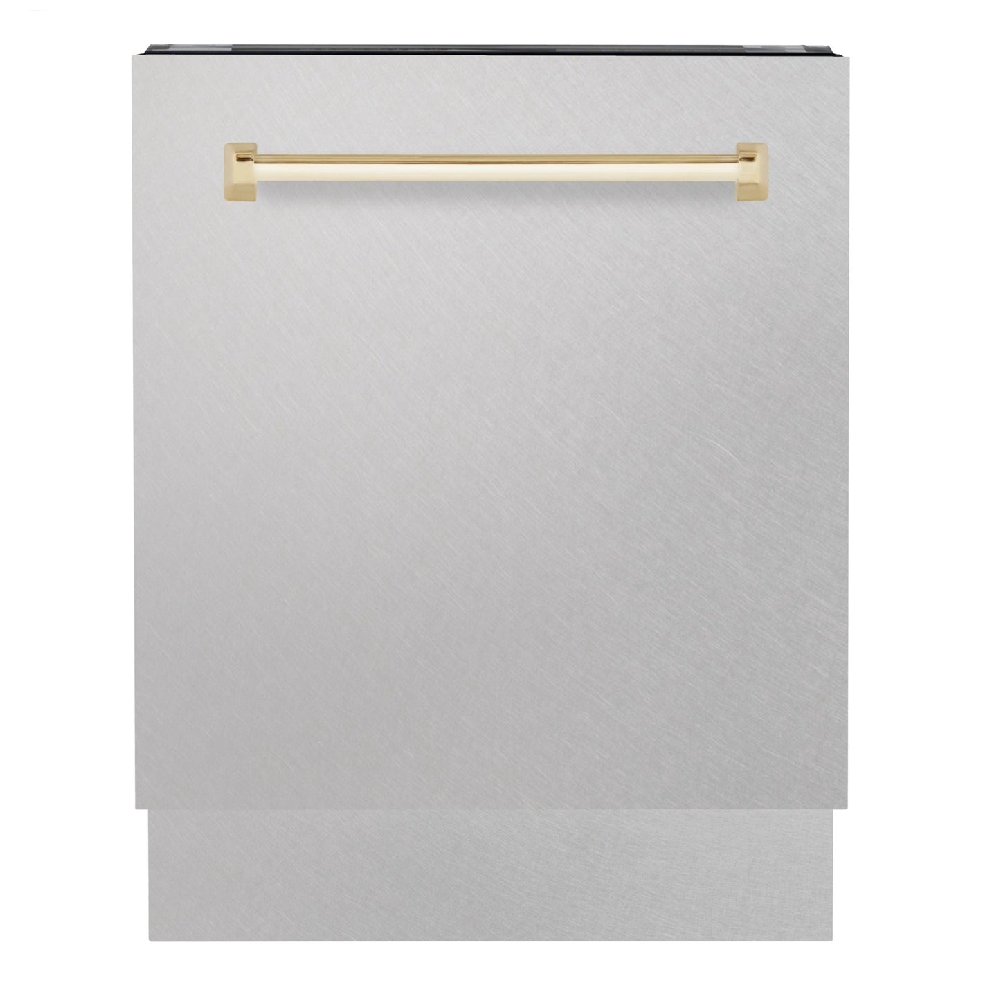 ZLINE Autograph 24" Tallac Series 3rd Rack Top Control Built-In Tall Tub Dishwasher with Satin Stainless Steel Panel and Polished Gold Handle, 51dBa, DWVZ-SN-24-G