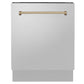 ZLINE Autograph Bronze Package - 48" Rangetop, 48" Range Hood, Dishwasher, Built-In Refrigerator, Microwave Oven, Wall Oven