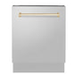 ZLINE Autograph Gold Package - 36" Rangetop, 36" Range Hood, Dishwasher, Built-In Refrigerator, Microwave Oven