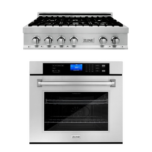 ZLINE Kitchen and Bath Kitchen Appliance Package with 36 in. Stainless Steel Rangetop and 30 in. Single Wall Oven, 2KP-RTAWS36