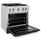 ZLINE 30" 4.2 cu. ft. Classic Dual Fuel Range with 4 Burner Gas Cooktop and Electric Convection Oven in Satin Stainless Steel with Black Matte Door, CDRS-BLM-30