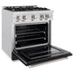 ZLINE 30" 4.2 cu. ft. Classic Gas Range with 4 Burner Cooktop and Convection Gas Oven in Satin Stainless Steel with Black Matte Door, CGRS-BLM-30