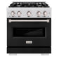 ZLINE 30" 4.2 cu. ft. Classic Gas Range with 4 Burner Cooktop and Convection Gas Oven in Satin Stainless Steel with Black Matte Door, CGRS-BLM-30