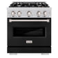 ZLINE 30" 4.2 cu. ft. Classic Gas Range with 4 Burners in Stainless Steel with Black Matte Door, CGR-BLM-30