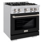ZLINE 30" 4.2 cu. ft. Select Gas Range with 4 Burners in Stainless Steel with Black Matte Door, HGR-BLM-30