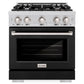ZLINE 30" 4.2 cu. ft. Select Gas Range with 4 Burners in Stainless Steel with Black Matte Door, HGR-BLM-30