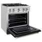 ZLINE 30" 4.2 cu. ft. Select Gas Range with 4 Burners in Stainless Steel with Black Matte Door, HGR-BLM-30