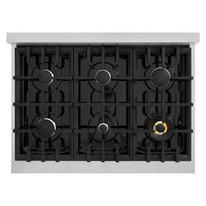 ZLINE 36" 5.2 cu. ft. Classic Dual Fuel Range with 6 Burners in Stainless Steel with Black Matte Door, CDR-BLM-36