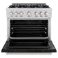 ZLINE 36" 5.2 cu. ft. Classic Dual Fuel Range with 6 Burners in Stainless Steel with Black Matte Door, CDR-BLM-36