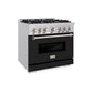ZLINE 36" 5.2 cu. ft. Classic Gas Range with 6 Burners in Stainless Steel with Black Matte Door, CGR-BLM-36
