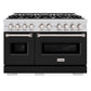 ZLINE 48" 6.7 cu. ft. Classic Double Oven Dual Fuel Range with 8 Burners in Stainless Steel with Black Matte Doors, CDR-BLM-48