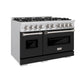 ZLINE 48" 6.7 cu. ft. Classic Double Oven Dual Fuel Range with 8 Burners in Stainless Steel with Black Matte Doors, CDR-BLM-48