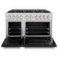 ZLINE 48" 6.7 cu. ft. Classic Double Oven Gas Range with 8 Burners in Stainless Steel with Black Matte Doors, CGR-BLM-48