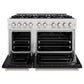 ZLINE 48" 6.7 cu. ft. Classic Double Oven Gas Range with 8 Burner Cooktop in Satin Stainless Steel with Black Matte Doors, CGRS-BLM-48