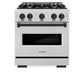ZLINE Autograph 30" 4.2 cu. ft. Classic Gas Range with 4 Burner Cooktop and Convection Gas Oven in Satin Stainless Steel and Matte Black Accents, CGRSZ-30-MB