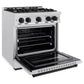 ZLINE Autograph 30" 4.2 cu. ft. Classic Gas Range with 4 Burner Cooktop and Convection Gas Oven in Satin Stainless Steel and Matte Black Accents, CGRSZ-30-MB