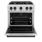 ZLINE Autograph 30" 4.2 cu. ft. Classic Gas Range with 4 Burner Cooktop and Convection Gas Oven in Satin Stainless Steel and Matte Black Accents, CGRSZ-30-MB
