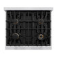 ZLINE Autograph 30" 4.2 cu. ft. Classic Gas Range with 4 Burner Cooktop and Convection Gas Oven in Satin Stainless Steel and Matte Black Accents, CGRSZ-30-MB