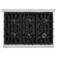 ZLINE Autograph 36" 5.2 cu. ft. Classic Dual Fuel Range with 6 Burners in Stainless Steel with Black Matte Door and Polished Gold Accents, CDRZ-BLM-36-G