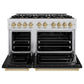 ZLINE Autograph 48" 6.7 cu. ft. Classic Double Oven Dual Fuel Range with 8 Burners in Stainless Steel with Black Matte Doors and Champagne Bronze Accents, CDRZ-BLM-48-CB