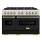 ZLINE Autograph 48" 6.7 cu. ft. Classic Double Oven Dual Fuel Range with 8 Burners in Stainless Steel with Black Matte Doors and Champagne Bronze Accents, CDRZ-BLM-48-CB