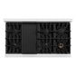 ZLINE Autograph 48" 6.7 cu. ft. Classic Double Oven Gas Range with 8 Burner Cooktop in Satin Stainless Steel with Black Matte Doors and Champagne Bronze Accents, CGRSZ-BLM-48-CB