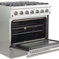 FORNO Appliance Package - 36 Inch Gas Range, 60 Inch Refrigerator, Microwave Drawer, Dishwasher, AP-FFSGS6244-36-7