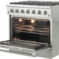 FORNO Appliance Package - 36 Inch Gas Range, Wall Mount Range Hood, 60 Inch Refrigerator, AP-FFSGS6244-36-4