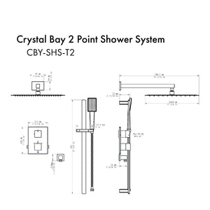 ZLINE Crystal Bay Thermostatic Shower System in Matte Black, CBY-SHS-T2-MB