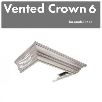 ZLINE Vented Crown Molding Profile 6 for Wall Mount Range Hood in Satin Stainless Steel, CM6V-8KBS